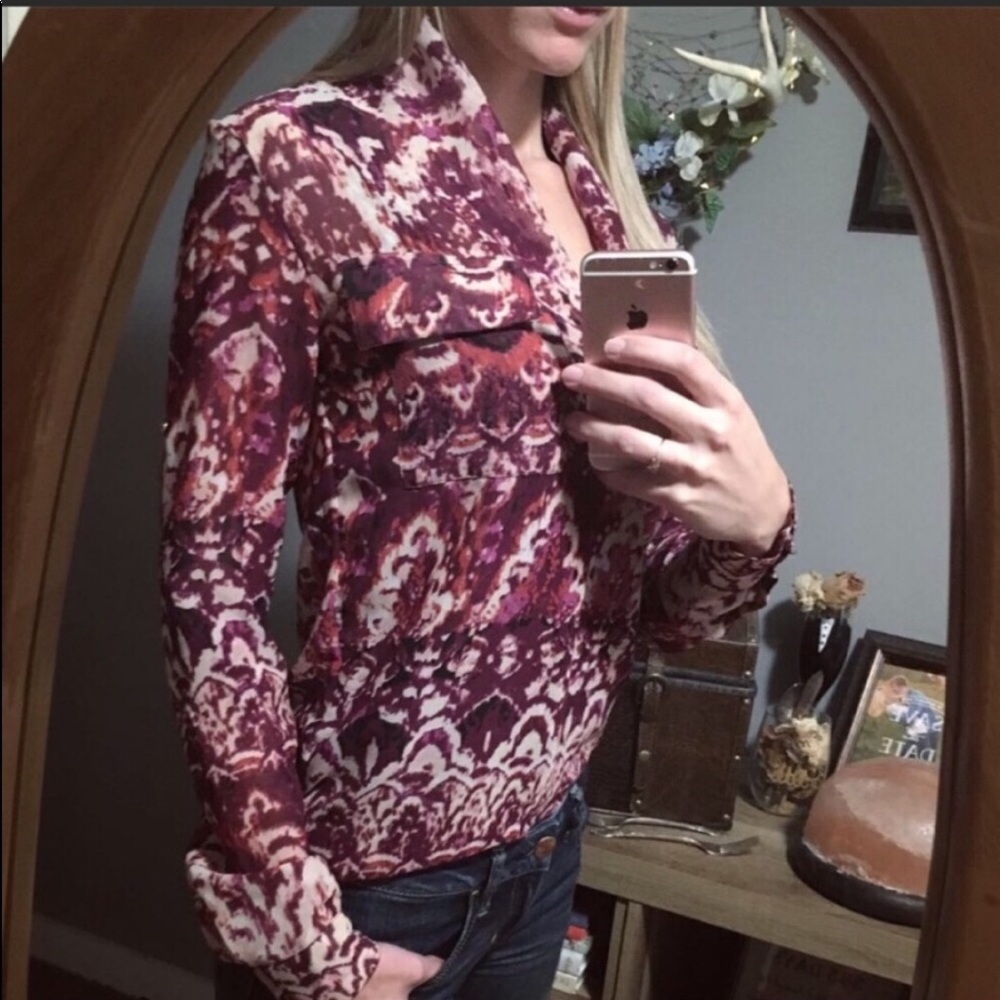 Alloy | Double Pocket Sheer Blouse